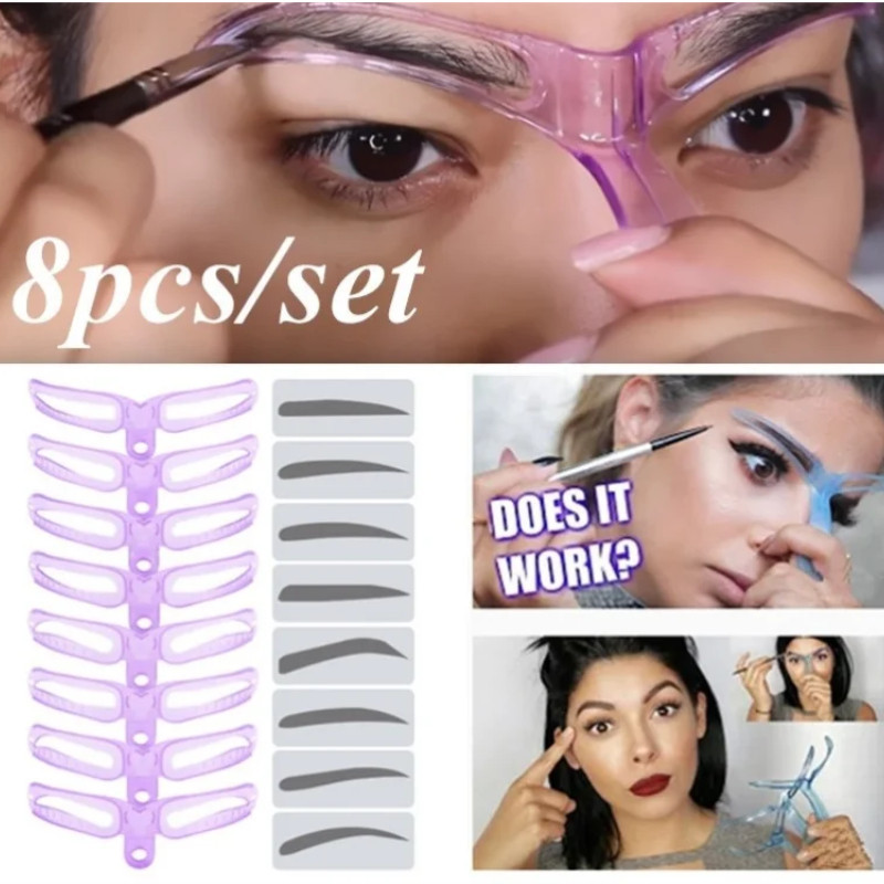 ชุดแม่พิมพ์การสร้างแบบจําลอง Aligner รุ่น 8 in 1 Reusable Eyebrow Stencil แต่งหน้าความงาม Brow Stamp แม่แบบคิ้วรูปร่างชุด Eye Brow เครื่องมือแต่งหน้า