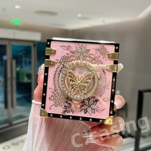 SAMSUNG ขั้นสูงหรูหราสแควร์ออโรร่าผีเสื้อยืนเคสโทรศัพท์เหมาะสําหรับSamsung Galaxy Z Filp 3 4 5 6 S20