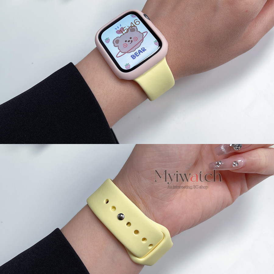 band+CasePandyสีซิลิโคนสําหรับIwatch Series 9 8 Ultra 7 6 5 4 SE 3 2 1 กีฬานาฬิกานุ่มสําหรับIwatch 49 มม.45 มม.41 มม.40 มม.44 มม.42 มม.38 มม.