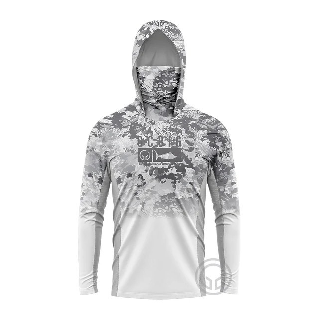 ผู ้ ชายแขนยาวหน ้ ากาก Hooded เสื ้ อตกปลา Upf 50 + Uv Protection Performance ตกปลา Hoodie หน ้ ากาก