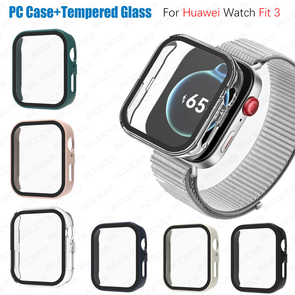 PC Hard Screen Protector สําหรับ Huawei watch Fit 4 / Fit 4 Pro / Fit 3 กรอบกันชน PC + 9H แก้วสําหรับ Huawei watch fit3