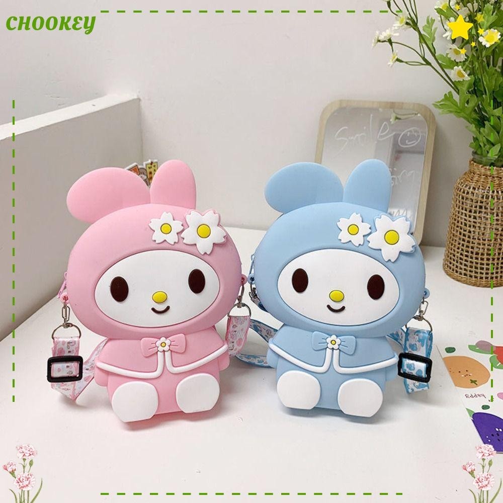 Chookey Mini Crossbody Bag, Flower Rabbit Princess Small Bags, Cute Silicone Cartoon Shoulder Bag Girls