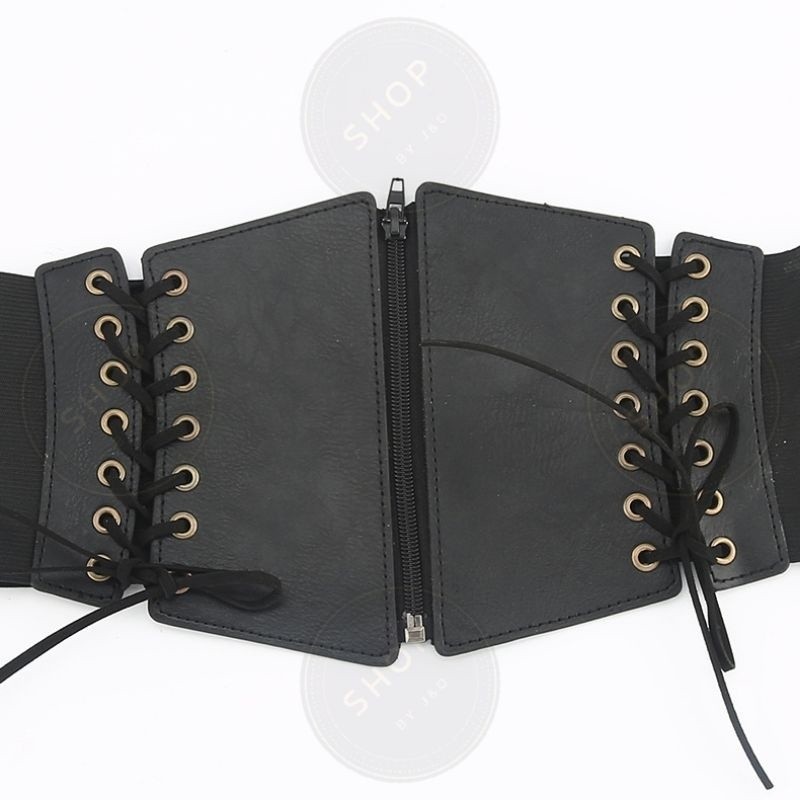 พร้อมส่ง CZ03-BLK เข็มขัดรัดเอวสานข้าง ซิปด้านหน้า
