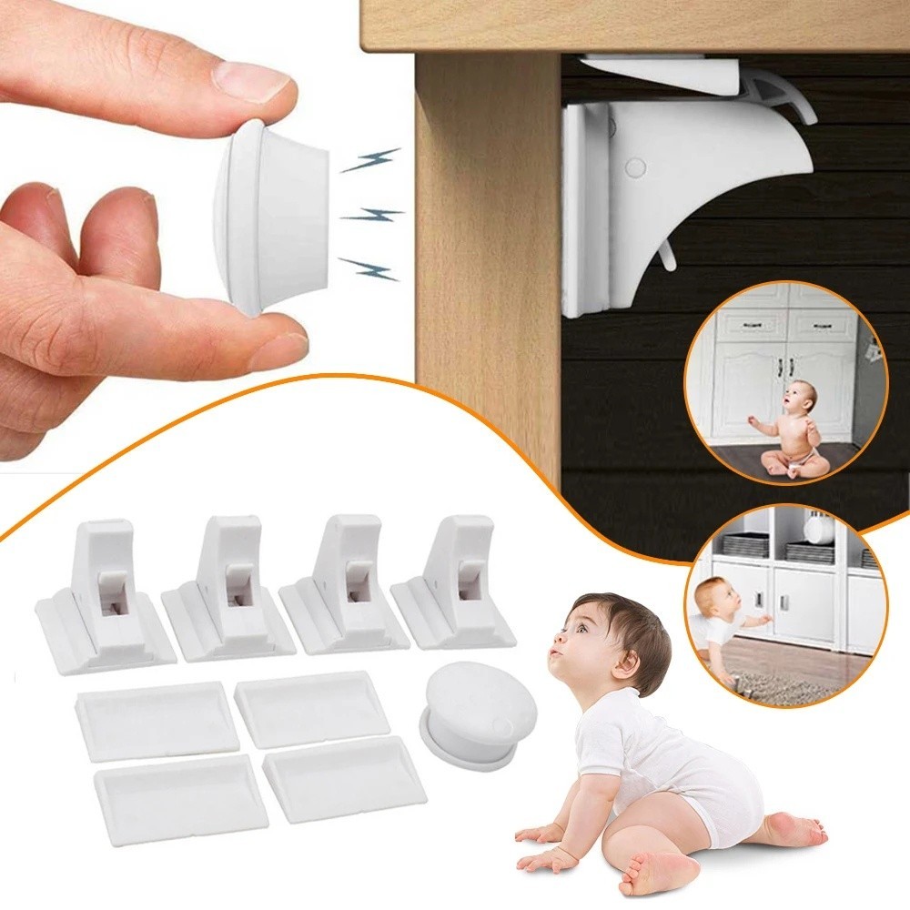 4+1 Pcs/Set Kids Security Drawer Invisible Lock/ Infant Security Magnetic Locks/ Exquisite Safety Lock Limiter
