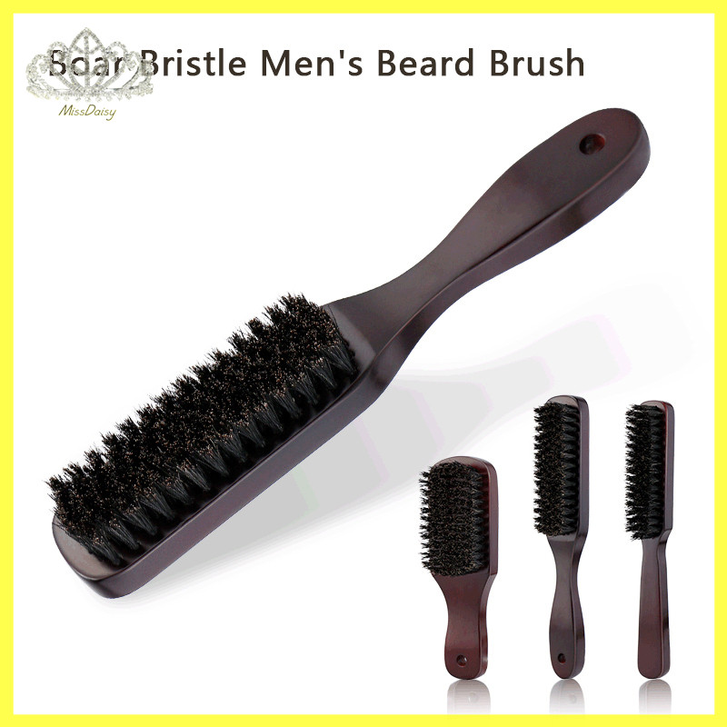 แปรงผมไม้ Handle Boar Bristle Beard หวีจัดแต่งทรงผม Detangling ยืดสีน้ําตาล Boar ขนแปรงนวดหวี TH