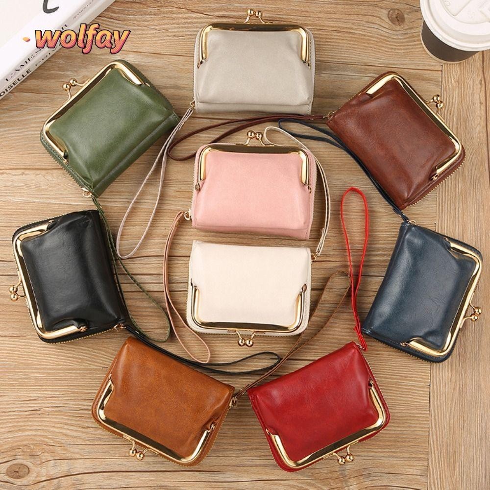 Wolfay กระเป๋าสตางค์ใบสั้น, ที่ใส่บัตร PU Leather Hasp, กระเป๋าใส่เหรียญความจุขนาดใหญ่สําหรับผู้หญิงเด็กผู้หญิง