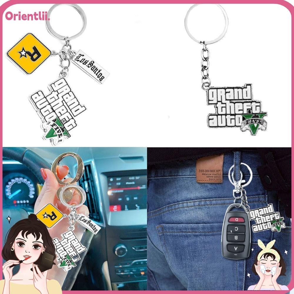 Orienttk เกม PS4 GTA5 พวงกุญแจ GTA V Grand Theft Auto กระเป ๋ าจี ้ Key Holder, โลหะ Keyholder 5 Star Muti แฟชั ่ นเครื ่ องประดับผู ้ ชายผู ้ หญิง