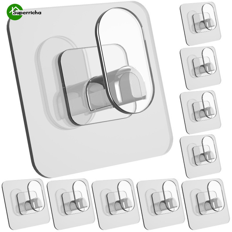 ไม้แขวนเสื้อเหนียวไร้ร่องรอย-ชั้นเก็บมัลติฟังก์ชั่-ตะขอกาวในตัว-กันน้ํา,รับน้ําหนักที่แข็งแกร่ง,หมัดฟรี-สําหรับกระเป๋า,เสื้อ,ผ้าขนหนู-ห้องครัวห้องน้ําจัด