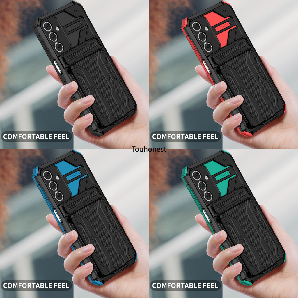 ปลอก Samsung Galaxy A15 S24 Ultra A05 A05S A25 S24 Plus A14 A52 กันกระแทกวงเล็บช่องใส่การ์ดเกราะไฮบริดขาตั้งฝาครอบโทรศัพท์กรณี