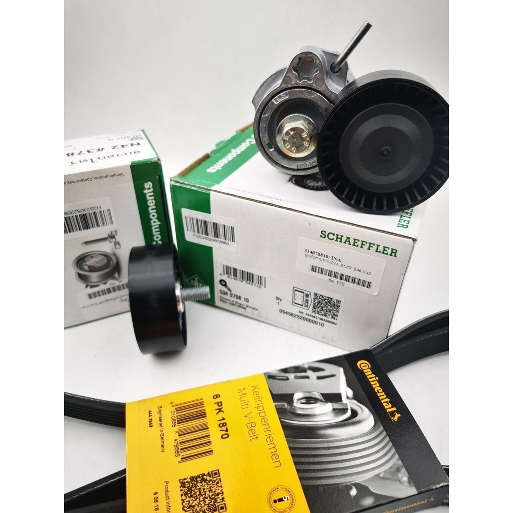 ชุดสายพานหน้าเครื่อง+รอก ยี่ห้อINA  BMW N42 N46 4สูบ  ตัวตั้งสายพานรหัส534070810/ลูกรอกรหัส532047510