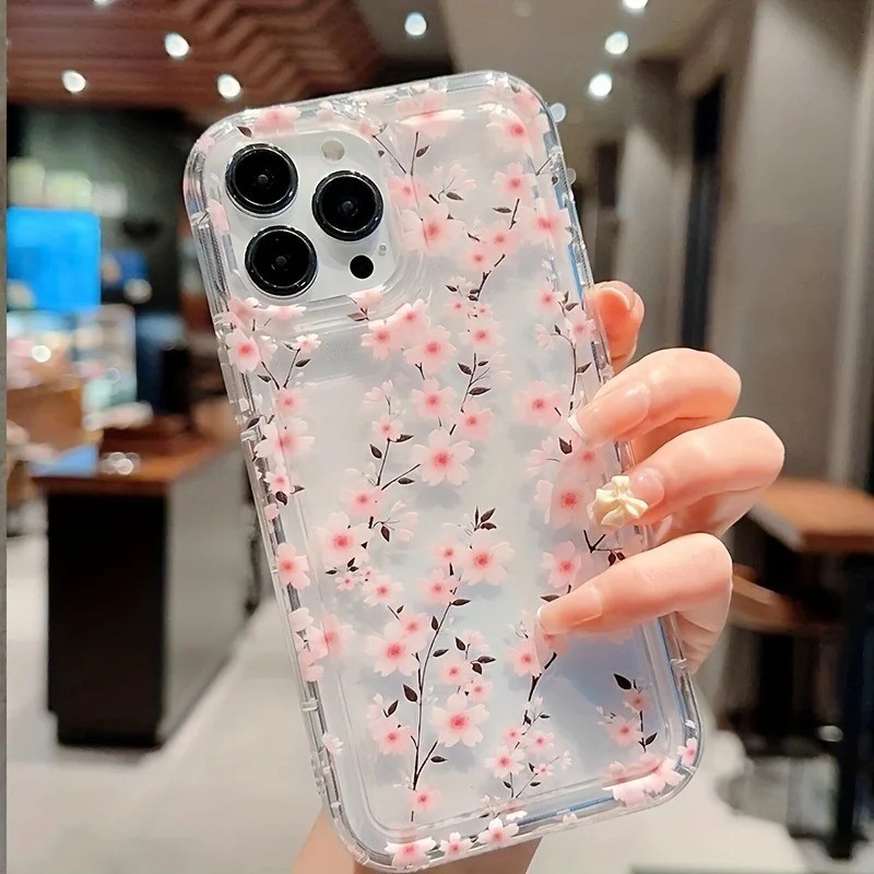 ปลอกสําหรับ IPhone 16 15 14 13 12 11 Pro Max XS Max X XR 8 7 Plus SE2022 ดอกไม้หลากสี Anti-drop นุ่มโปร่งใส Air Cushion Cover