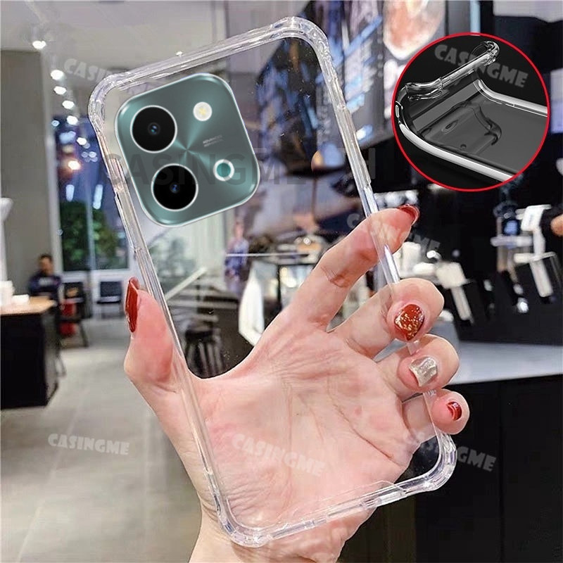 Vivo Y28 2024 โปร่งใสถุงลมนิรภัยปลอกใสสําหรับ Vivo Y28 VivoY28 28Y Y38 Y18 4G 5G 2024 ซิลิโคนกันกระแทกฝาหลังกันชนเคสโทรศัพท์นุ่ม