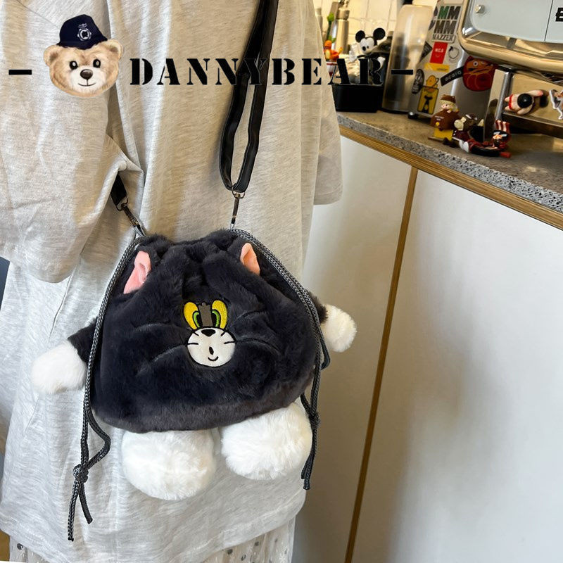 Danny Bear Cartoon Cat and Mouse เชือกรูดกระเป๋าเป้สะพายหลังแนวทแยงตุ๊กตาน่ารักบุคลิกภาพตลกคู่แฟน