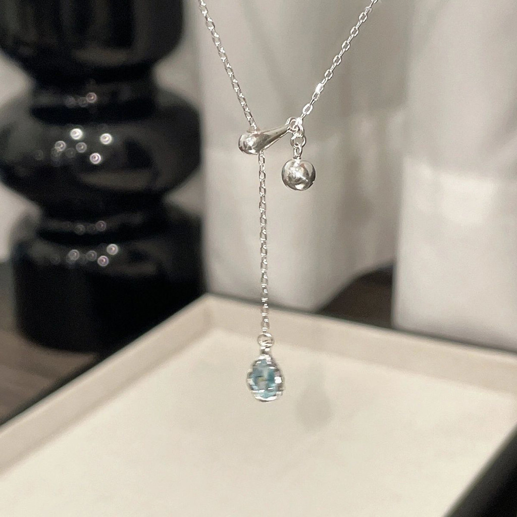 เกาหลี Rhinestone Alloy Droplet สร ้ อยคอเรขาคณิตสําหรับผู ้ หญิง