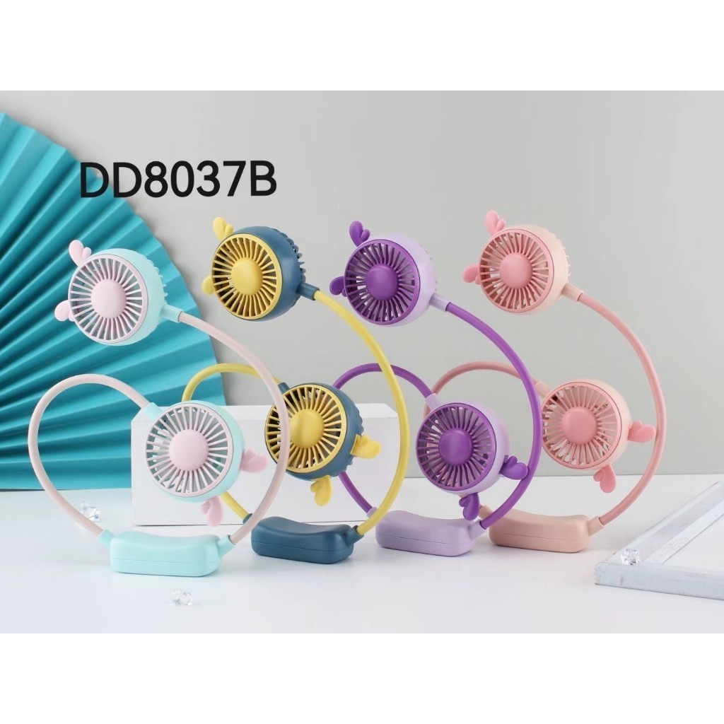 ็H22 พัดลมตั้งโต๊ะ ห้อยคอwfh ชาร์จ แบตเตอรี่ในตัว ปรับ3ระดับ มีไฟรอบข้าง หมุนได้180องศา ลมแรง พัดลมไ