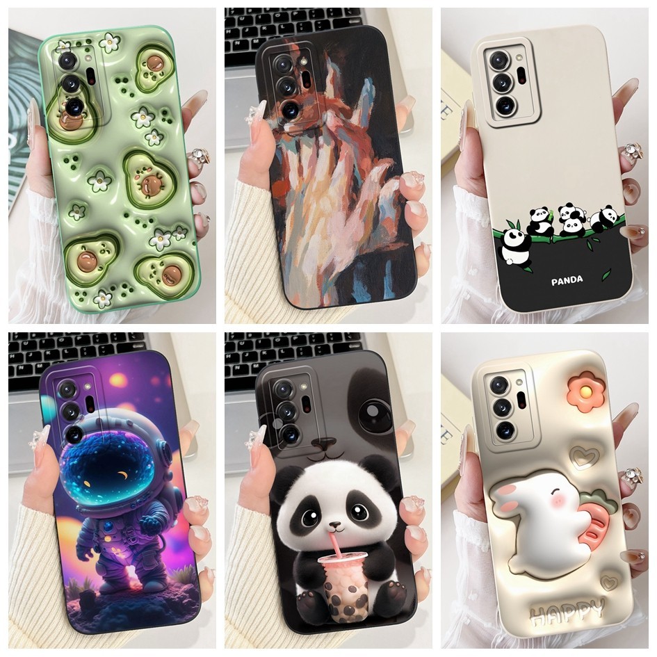 สําหรับ Samsung Galaxy Note 20 Ultra กรณีน่ารักการ์ตูนกล้องป้องกันซิลิโคนสแควร์ปกอ่อนสําหรับ Samsung Note20 Ultra ปลอก