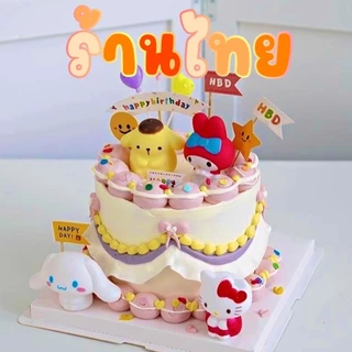 ร้านไทย🎈 ตุ๊กตาแต่งหน้าเค้ก อุปกรณ์ ตกแต่งเค้ก การ์ตูน แมว กระต่าย หมา วันเกิด น่ารัก DD28