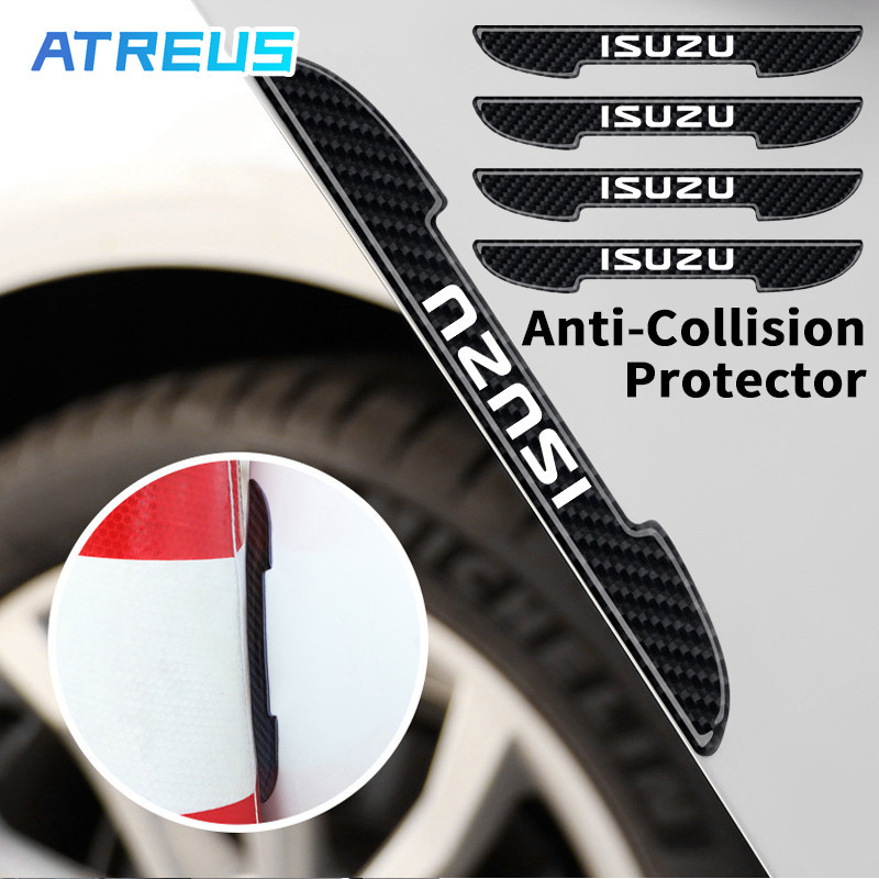 4 ชิ้น ISUZU ซิลิโคนกันกระแทกขอบประตูรถ​ ลายเคฟล่า ซิลิโคนกันรอยที่จับประตูรถยนต์ สำหรับ ISUZU Panth