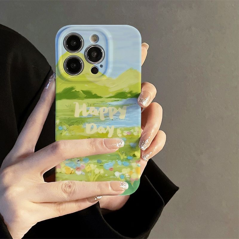 ภาพวาดสีน ้ ํามันรูปแบบภูมิทัศน ์ เคสโทรศัพท ์ แข ็ งกันกระแทกเหมาะสําหรับ iPhone x/xs/xr/xsmax/7/8plus/11Promax/12/13/14Promax/15