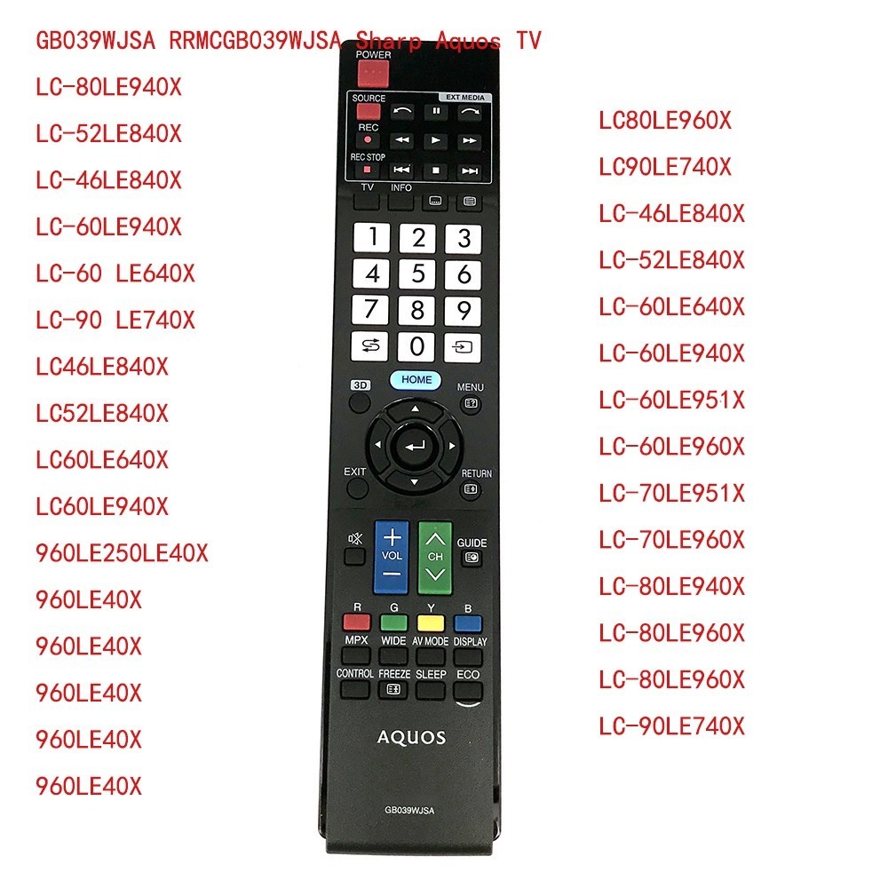 รีโมทคอนโทรลใหม่ GB039WJSA สําหรับ SHARP Aquos LCD HDTV TV LC46LE840X LC52LE840X LC60LE940X LC60LE95