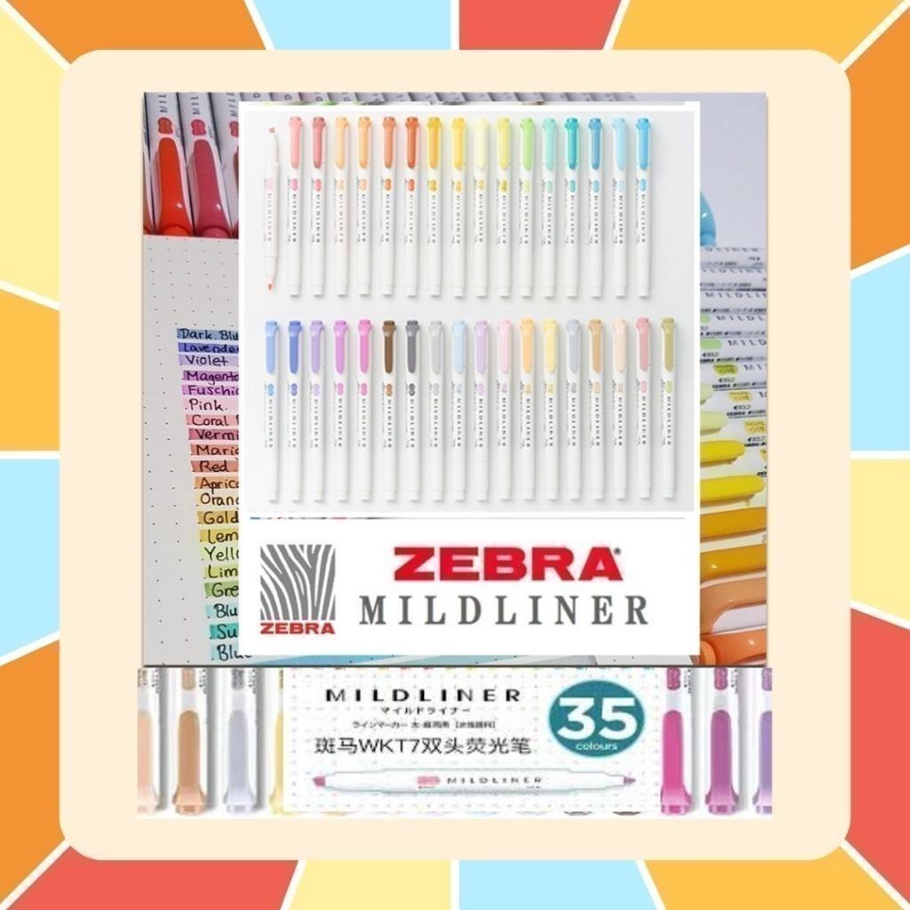 (มีสีใหม่ 5 สี) ZEBRA Mildliner ปากกาเน้นข้อความ แบบแยกแท่ง 2 หัว - 40 สี Mild Liner แบบแยกแท่ง และ Set มีครบทุกสี