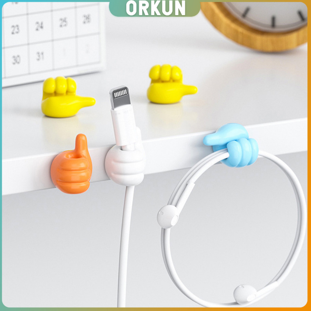 Orkun 10 pcs คลิปตะขอแขวนติดผนัง อเนกประสงค์ รูปนิ้วโป้ง  จัดส่งแบบคละสี Home Storage Hooks - รูปที่ 4