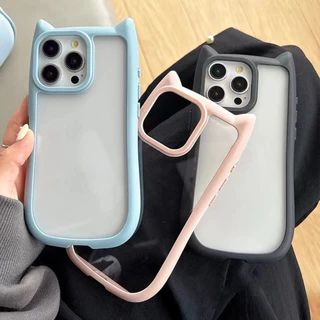 Cat หูเคสโทรศัพท ์ สําหรับ for iPhone 16 11 13 14 xr 15 pro max 13pro 15pro 14 plus 11pro max XS TPU แผงหลังแข็งขอบนิ่ม