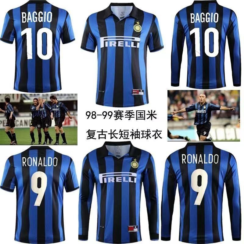 Retro Issue 98 99 inter MILAN RONALDO เสื้อฟุตบอลผู้ชาย