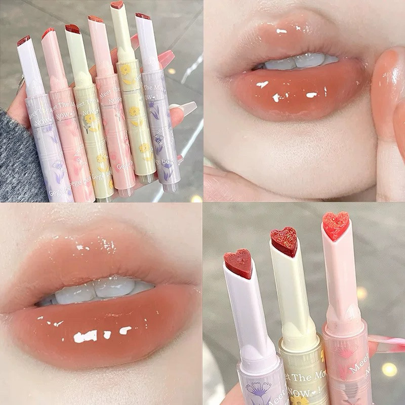 L-31🌟Gege Bear Mirror Gloss Jelly ลิปสติก ลิปกลอสเจลลี่ รูปหัวใจ ให้ความชุ่มชื้น กันน้ำ ติดทนนาน มีให้เลือก 6 สี