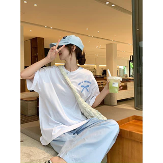 COD✅ (จัดส่งในกรุงเทพฯ) MAO Shop เสื้อยืด oversize - แฟชั่นโบว์สวยพิมพ์เสื้อยืดแขนสั้น เสื้อยืด y2k