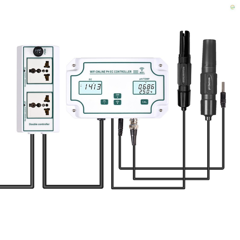 3-in-1 pH/EC/TEMP เครื่องตรวจจับคุณภาพน้ําไร้สาย WiFi ออนไลน์ pH EC Controller Professional pH Controller พร้อมรีเลย์ปลั๊กขยายอิเล็กโทรด BNC ประเภท Probe เครื่องทดสอบคุณภาพน้ํา