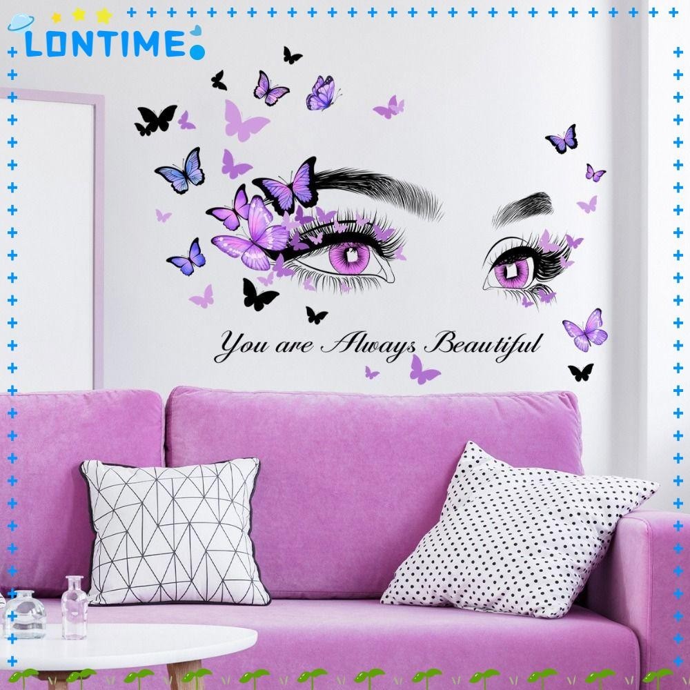 Lontime ตาขนตา, PVC ไวนิลสติ๊กเกอร์ติดผนัง, DIY Wall Art ภาพจิตรกรรมฝาผนังสติ๊กเกอร์ติดผนังกันน้ําห้องนั่งเล่นตกแต่ง
