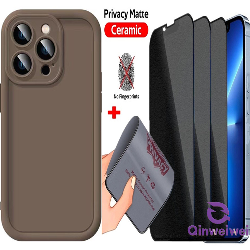 2in1 1 ชิ้นเคสโทรศัพท์ + 1 ชิ้น Matte Anti Spy เซรามิคกระจกนิรภัยสําหรับ OPPO Realme Reno 8 T 8z 7z 