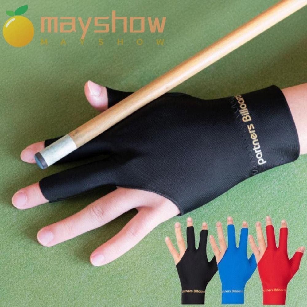 Mayshow ถุงมือสนุ๊กเกอร์, ถุงมือบิลเลียดยืดหยุ่นสามนิ้ว, อุปกรณ์ออกกําลังกายกันลื่นที่ทนทาน ถุงมือฝึกซ้อมบิลเลียดระบายอากาศ
