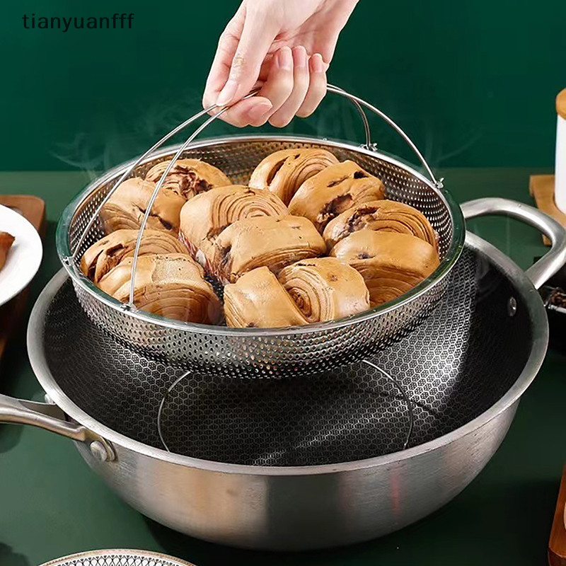 Tianyuanfff สแตนเลสตะกร้านึ่งอาหารหม้อความดัน Steamer ตะกร้าพร้อมที่จับนึ่งตารางท่อระบายน้ํากรองอุปกรณ์ทําอาหาร Well