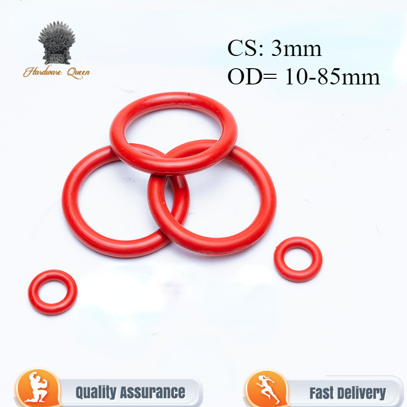 [QA1] ปะเก็นซิลิโคนโอริงสีแดง OD10-100 มม. * cs3.0 มม. ซิลิโคนปิดผนึกปะเก็น O-Ring แหวนกันน้ําปะเก็นทนอุณหภูมิสูงของแท้ Universal ขนาดที่แตกต่างกัน