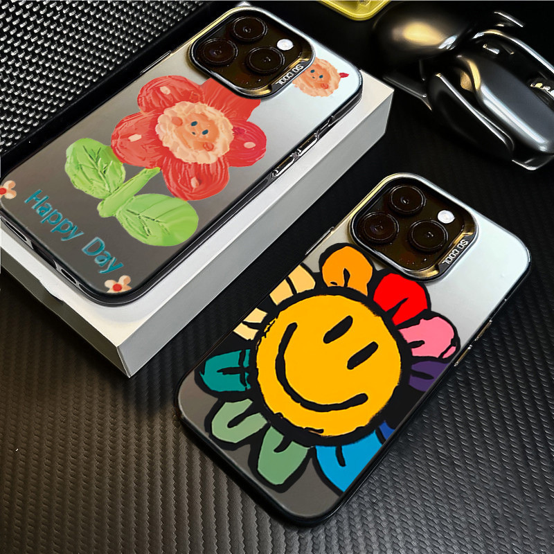 สําหรับ Samsung Galaxy S25 S24 S23 Ultra S23 FE S22 S21 Plus S20 S21 หมายเหตุ 20 Ultra น่ารัก Smile Sunflower IMD Luxury Matte Hard Cover