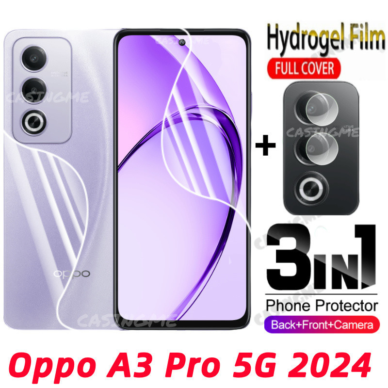 Oppo A3 Pro 5G 2024 ด้านหน้าด้านหลังคลุมทั้งหมดป้องกันฟิล์มHydrogelสําหรับOppo A3 Pro A3Pro 3A OppoA3Pro 5G 4G 2024 ไม่ใช่กระจกนิรภัยกล้องด้านหลังป้องกันฟิล์มหน้าจอป้องกัน