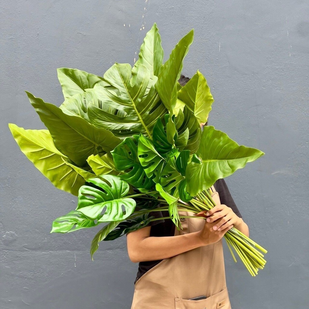 ใบไม้ประดับ(มีหลายแบบ) ใบมอนสเตอล่า ใบไม้จำลอง เหมือนจริง สีสด ใบไม้แต่งแจกัน(พร้อมส่ง) GBY