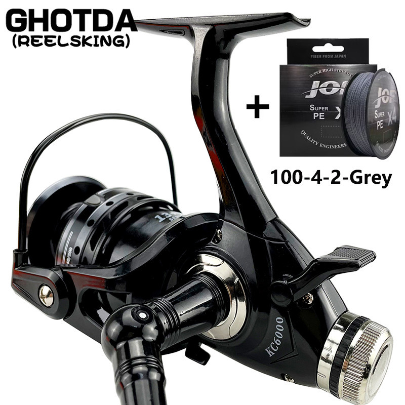 No Gapless ด้านหน้าด้านหลังคู่เบรคตกปลา Reel Gear Ratio 5.2:1 Big Pull Drag 8KG Spinning Metal Spool ซ้ายขวา Hand Swap