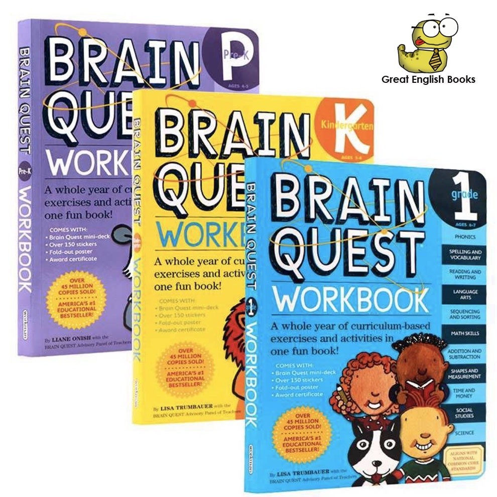 *ส่งทุกวัน* แบบฝึกหัด BRAIN QUEST Workbook Pre-K, Kindergarten, Grade 1