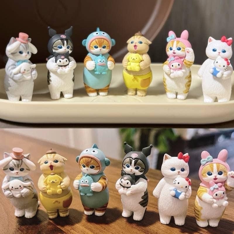6 ชิ้น Shark Cat รูปคอสเพลย์ Sanrio Kuromi Melody Kitty Cinnamoroll เดสก์ท็อปเครื่องประดับตุ๊กตาของเล่น