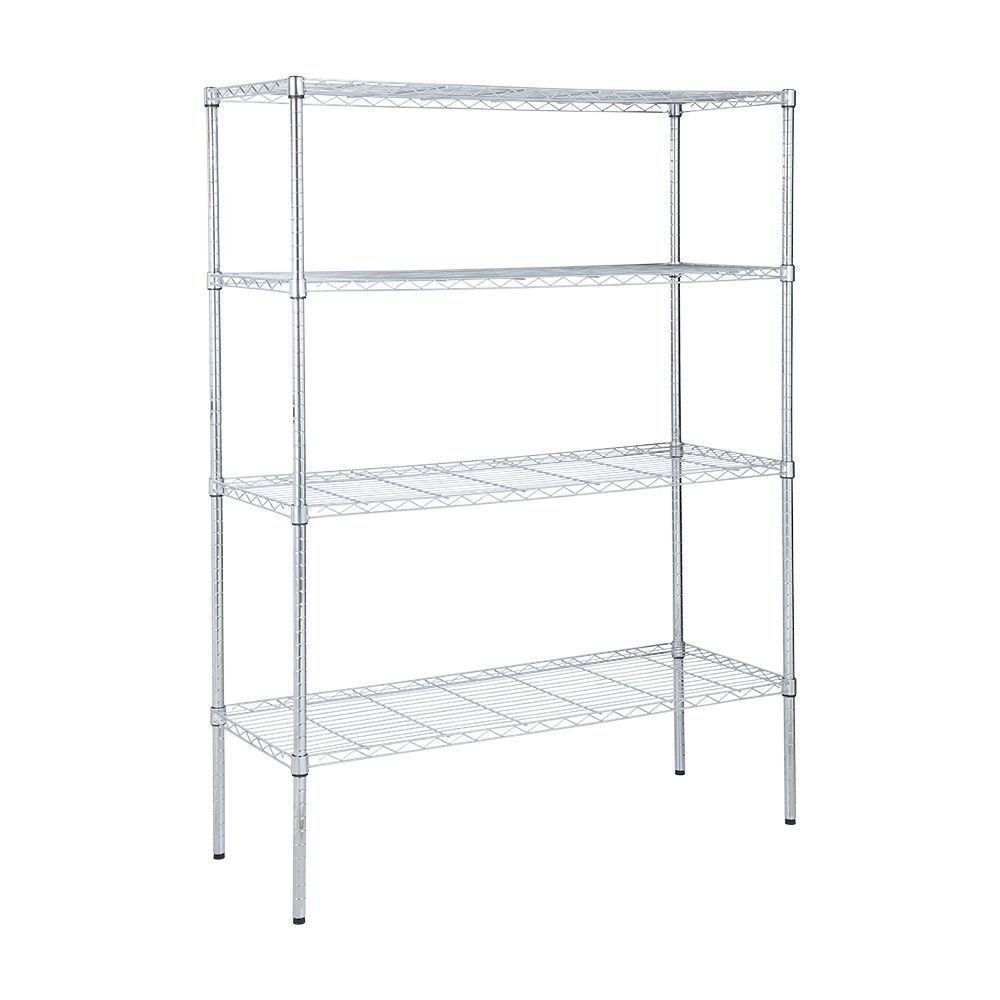 HomeHuk ชั้นวางของ 4 ชั้น รุ่นเวลเน็ท 122 x 45 x 160 ซม. – เงินโครเมี่ยม