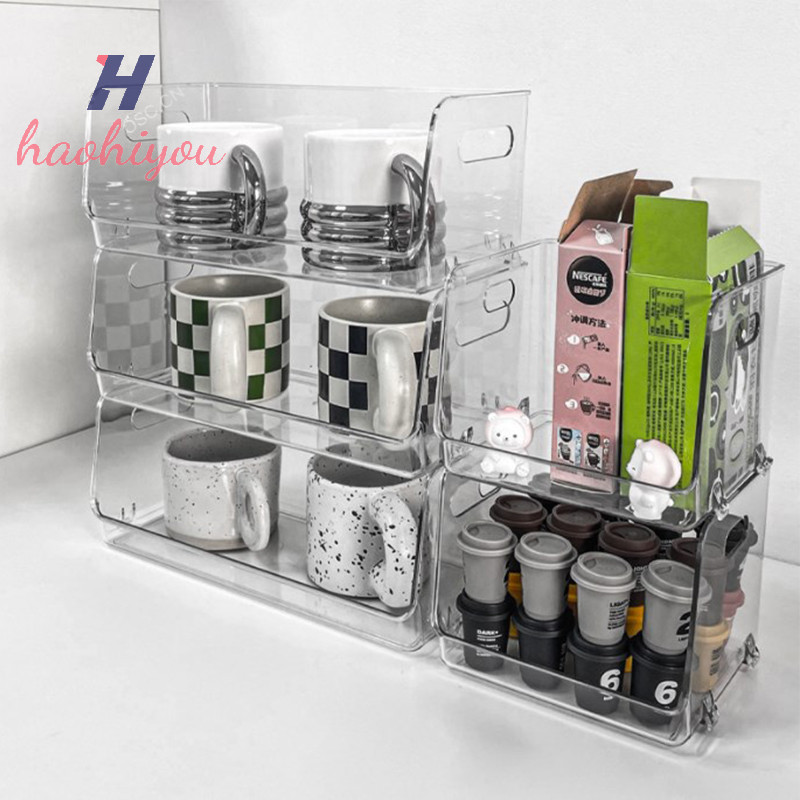 <haohiyou>โปร่งใสโต๊ะOrganizerอะคริลิคเครื่องประดับแต่งหน้ากล่องStackable Organization Holderบ้านหอพักโรงเรียนNice