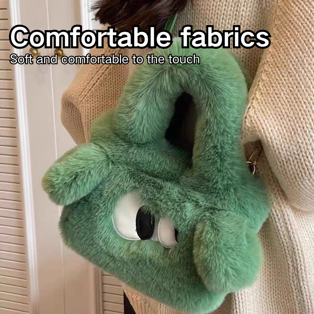 ผู้หญิง Puffy Crossbody Sling Bag Underarm Cute Big Eye Plush Bag