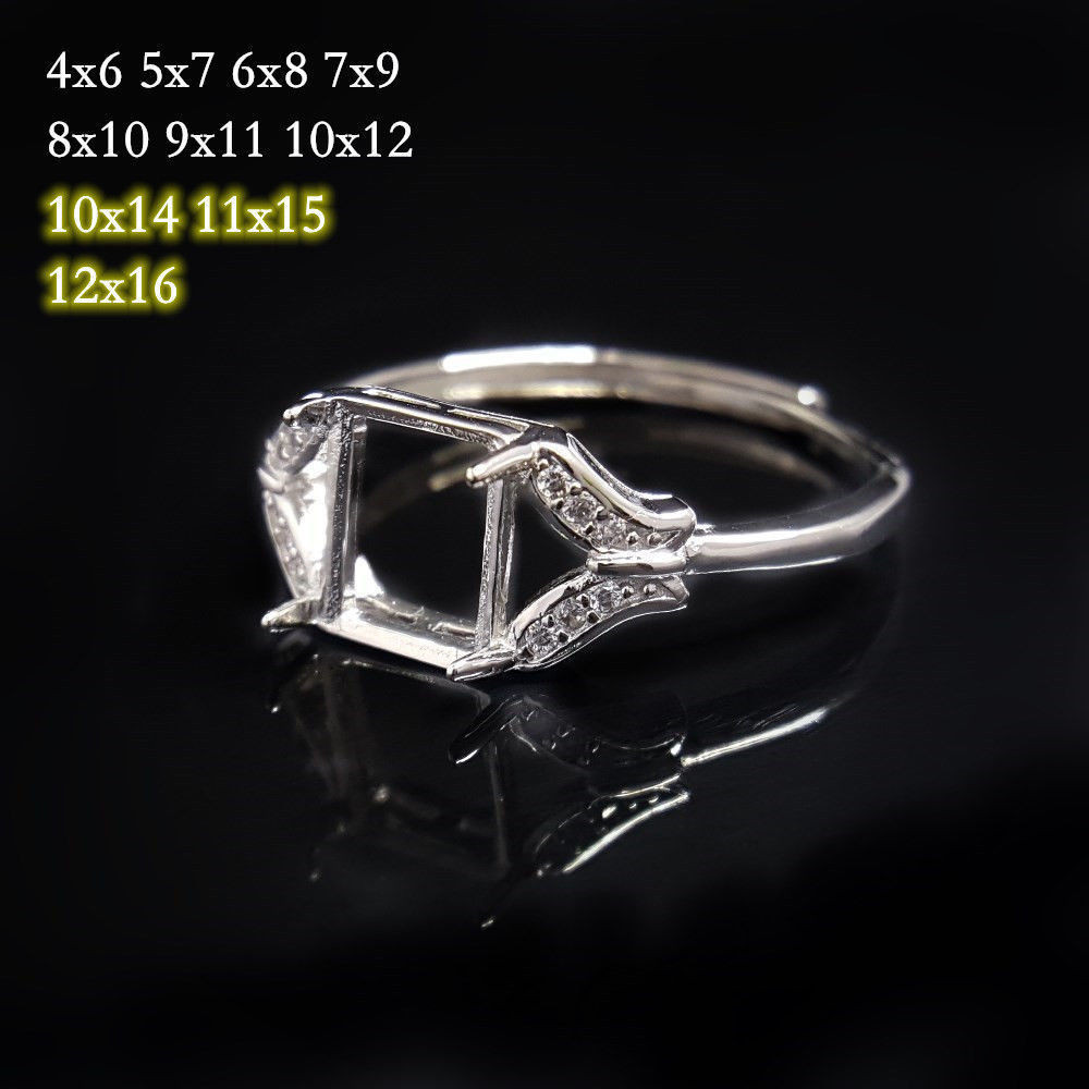 กรอบต่างหู | ไม่มีอัญมณี อุปกรณ์ตกแต่ง DIY สี่เหลี่ยม ตั้งแหวนโคลเวอร์ แหวนผู้หญิง กรอบแหวน อุปกรณ์ต่างหู