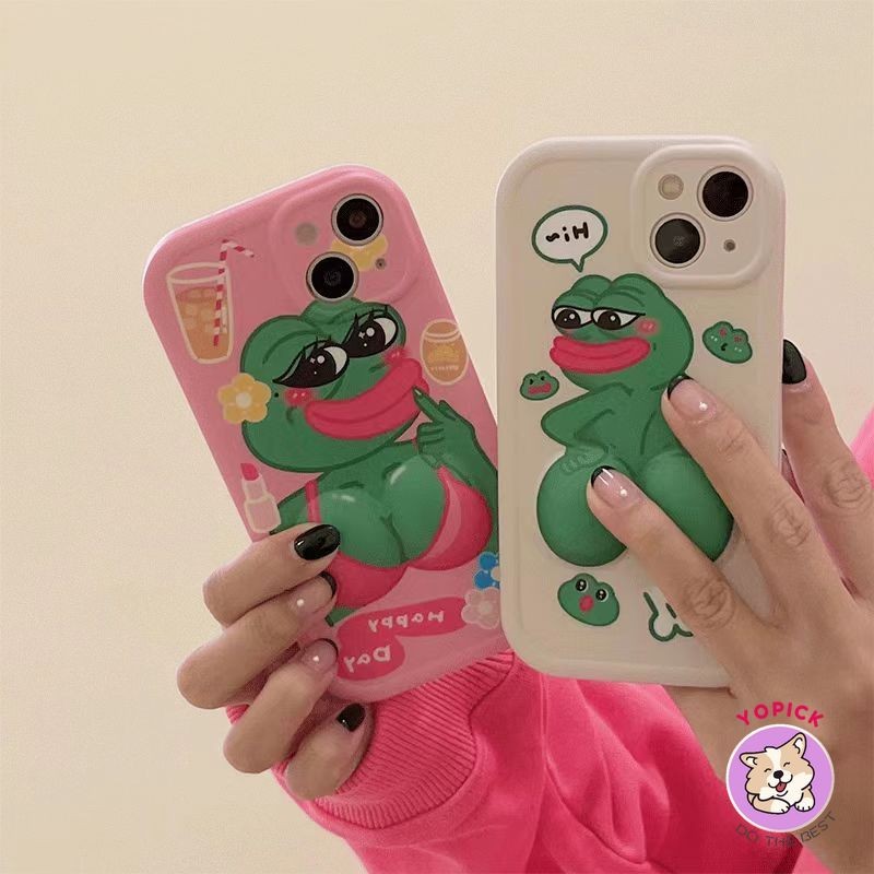 สําหรับiphone 16Pro Max16 16Pro 16Plus 13 ProMax 11 12 13Pro Max 14Plus XR XS Max 7 8 Plus SE2020 IPhone 15ProMaxการ์ตูนโทรศัพท์ตลกกบสาวเพื่อนJY