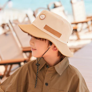 หมวกกันแดดเด็ก กลางแจ้ง แห้งเร็ว ป้องกันUV หมวกสไตล์โบลเดน มีเชือกปรับขนาด หมวกเด็ก