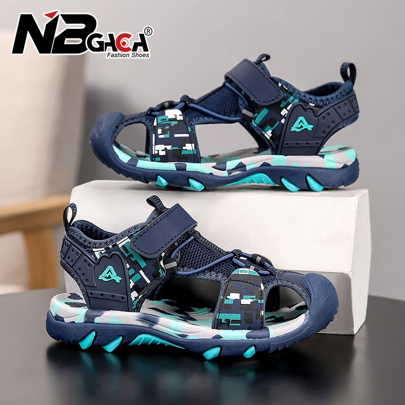 ฤดูร้อนรองเท้าแตะกีฬาสําหรับเด็ก 5-16 ปีเด็กชาย Breathable Anti-Slip รองเท้าชายหาดกลางแจ้ง Anti-Bump ปิด Toe Sandails
