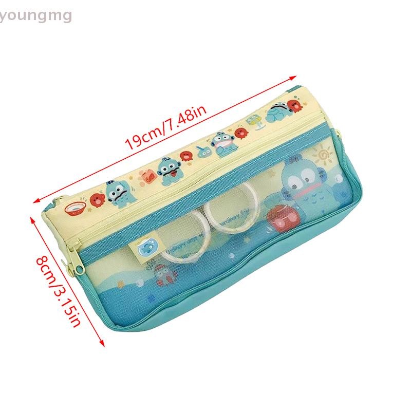 SANRIO [ที่] ซานริโอ อะนิเมะการ์ตูนนักเรียนปากกากระเป๋าน่ารัก แฮงโยดอน กล่องดินสอความจุขนาดใหญ่หลายชั้นเครื่องเขียนถุงเก็บสาวแต่งหน้ากระเป๋าของขวัญ ไทย